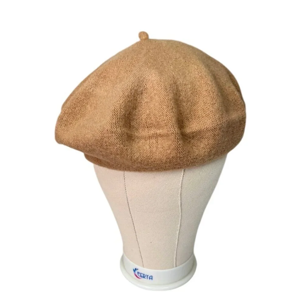 NEW Wool Beret Hat Tan Wool Blend Classic Old Money Preppy Solid